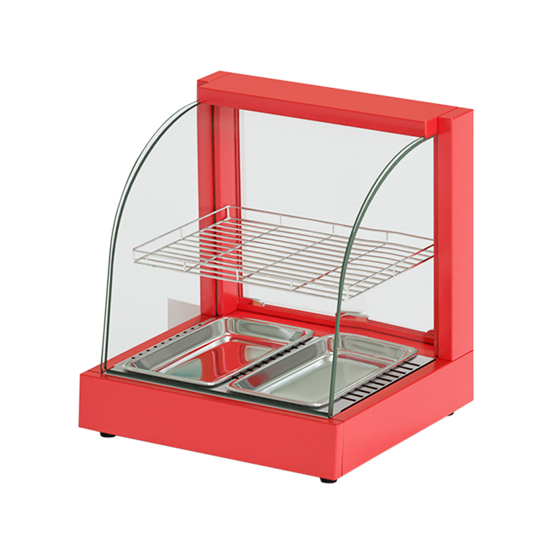 52 Single-Layer Red Curved Glass Food Warmer