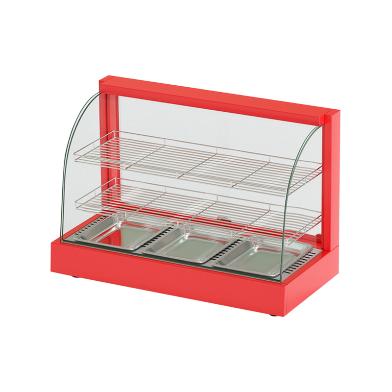 96 Triple-Layer Red Curved Glass Food Warmer